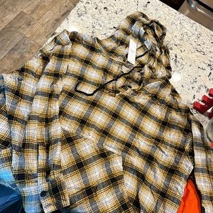 Plaid yellow and white and black light fall hoodie never worn